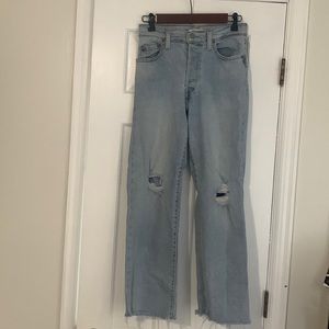 Levi rib cage straight size 26 button fly jeans light wash